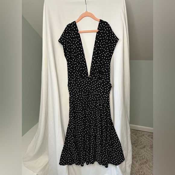 White House Black Market Black Backless Dress with White Polka Dots - Picture 6 of 7